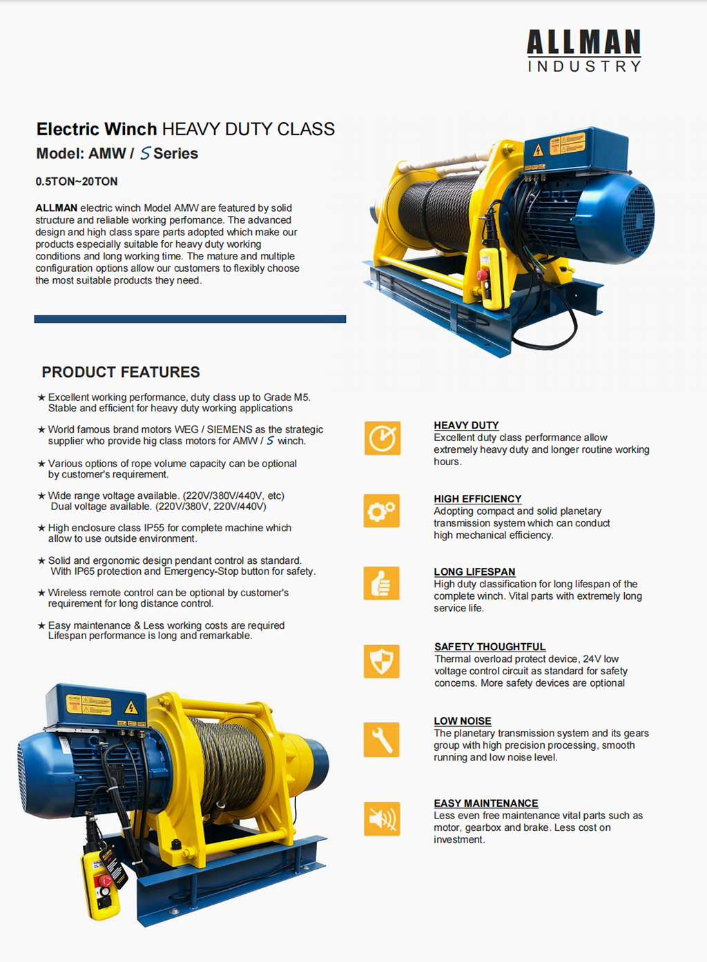 1 Ton Heavy Duty Electric Winch