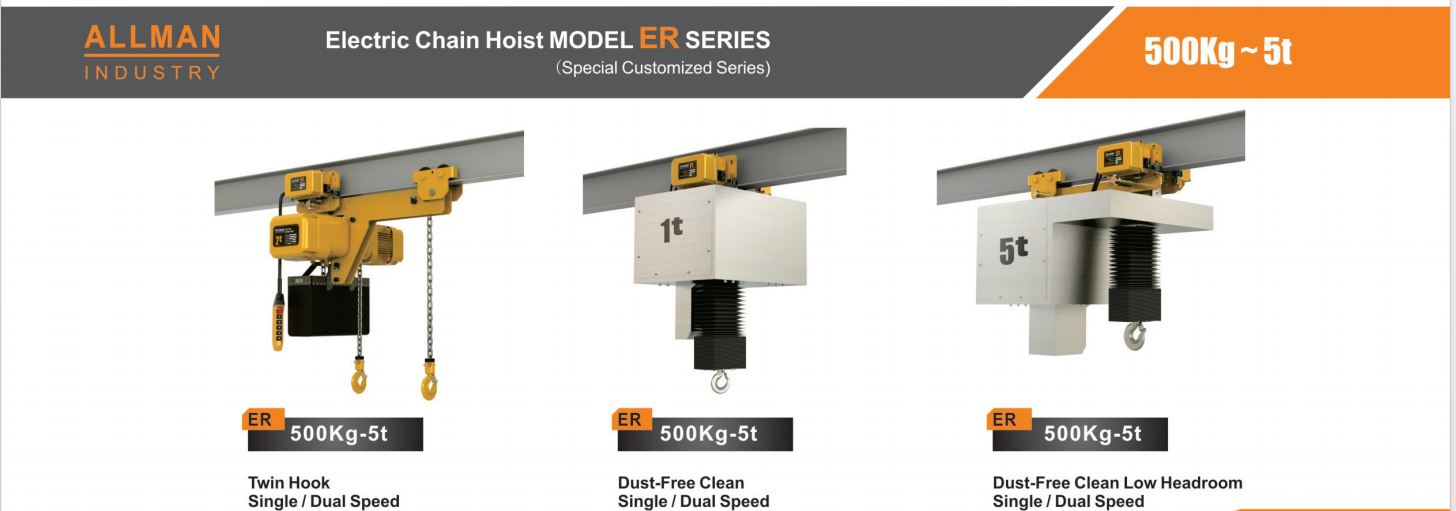 ER2 Dual Speed Electric Chain Hoist With Hook Suspension